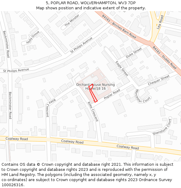 5, POPLAR ROAD, WOLVERHAMPTON, WV3 7DP: Location map and indicative extent of plot