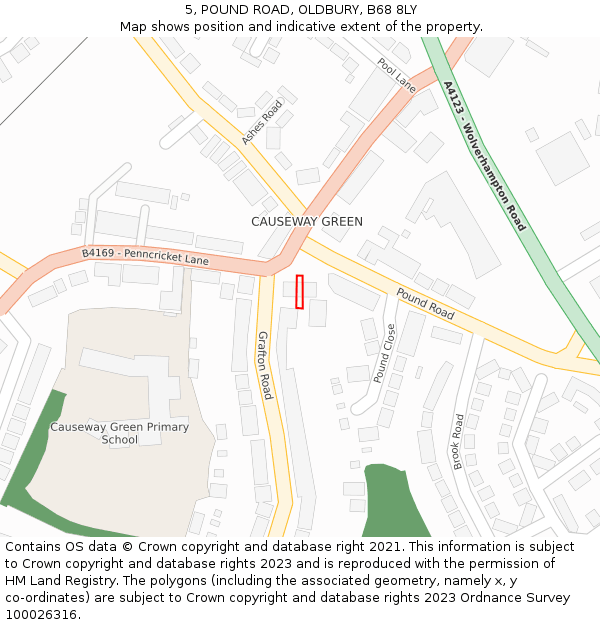5, POUND ROAD, OLDBURY, B68 8LY: Location map and indicative extent of plot