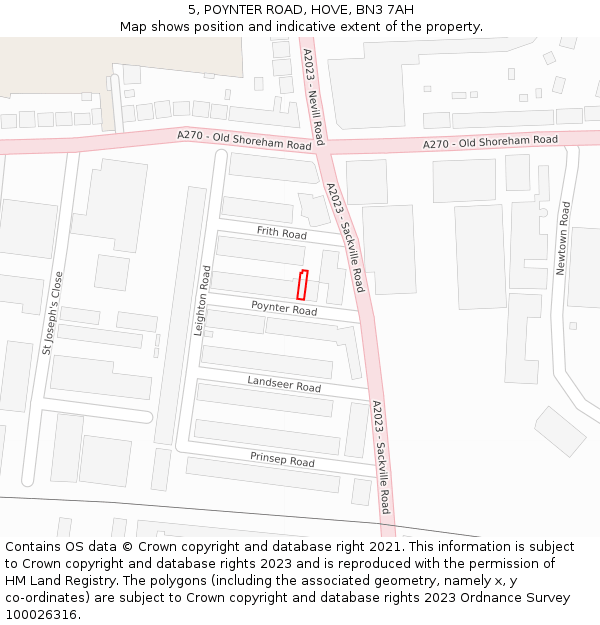5, POYNTER ROAD, HOVE, BN3 7AH: Location map and indicative extent of plot