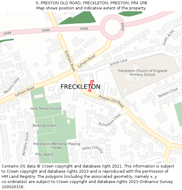 5, PRESTON OLD ROAD, FRECKLETON, PRESTON, PR4 1PB: Location map and indicative extent of plot