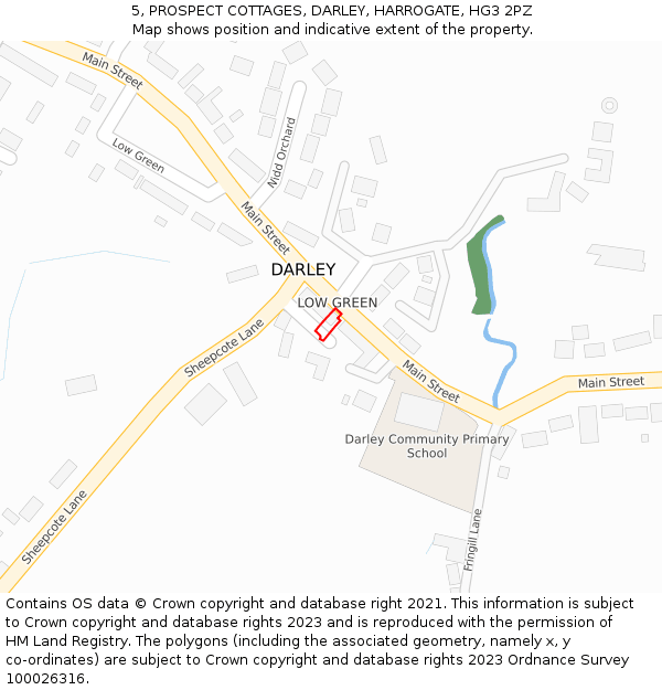 5, PROSPECT COTTAGES, DARLEY, HARROGATE, HG3 2PZ: Location map and indicative extent of plot