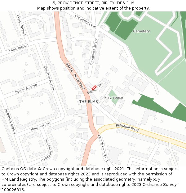 5, PROVIDENCE STREET, RIPLEY, DE5 3HY: Location map and indicative extent of plot