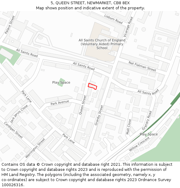 5, QUEEN STREET, NEWMARKET, CB8 8EX: Location map and indicative extent of plot
