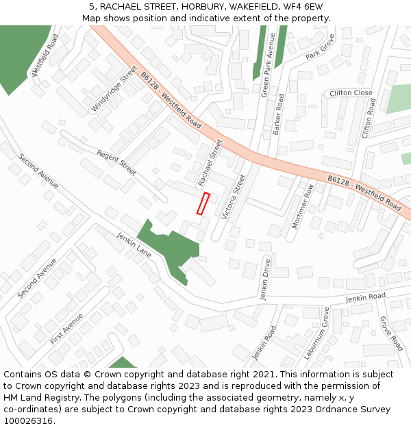 5, RACHAEL STREET, HORBURY, WAKEFIELD, WF4 6EW: Location map and indicative extent of plot