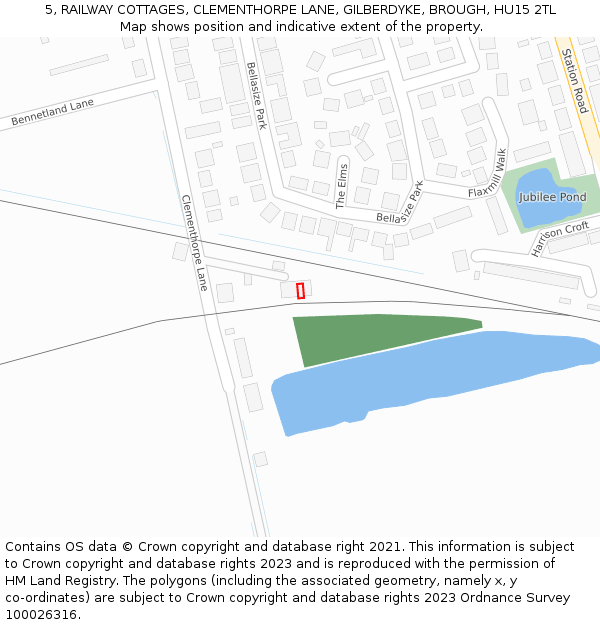 5, RAILWAY COTTAGES, CLEMENTHORPE LANE, GILBERDYKE, BROUGH, HU15 2TL: Location map and indicative extent of plot