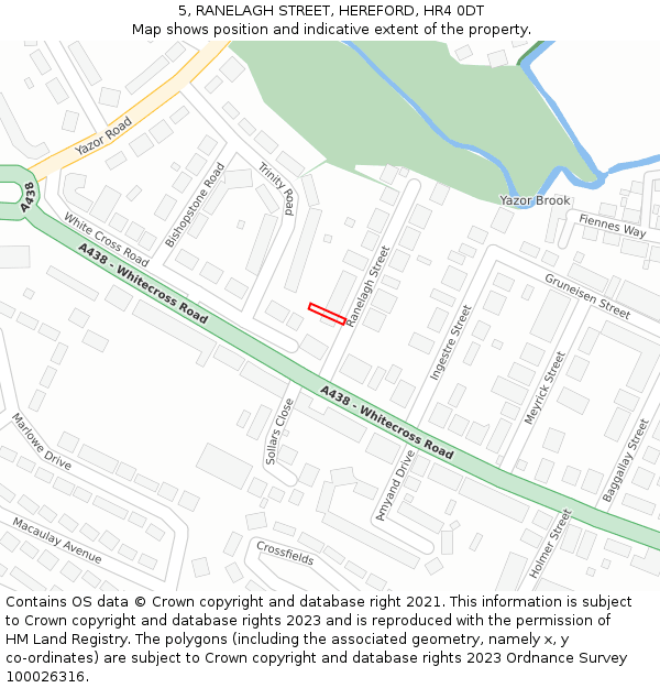 5, RANELAGH STREET, HEREFORD, HR4 0DT: Location map and indicative extent of plot