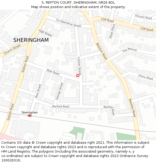5, REPTON COURT, SHERINGHAM, NR26 8DL: Location map and indicative extent of plot
