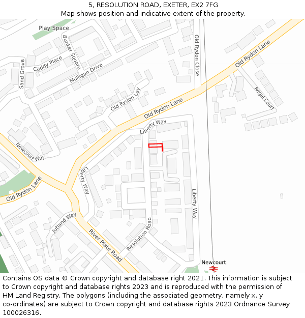 5, RESOLUTION ROAD, EXETER, EX2 7FG: Location map and indicative extent of plot