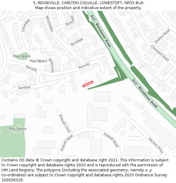 5, RIDGEVILLE, CARLTON COLVILLE, LOWESTOFT, NR33 8UA: Location map and indicative extent of plot