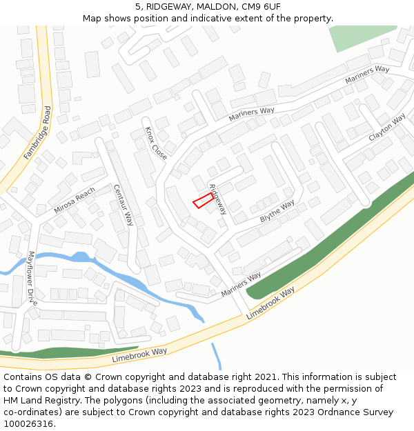 5, RIDGEWAY, MALDON, CM9 6UF: Location map and indicative extent of plot