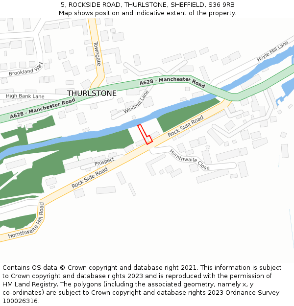5, ROCKSIDE ROAD, THURLSTONE, SHEFFIELD, S36 9RB: Location map and indicative extent of plot