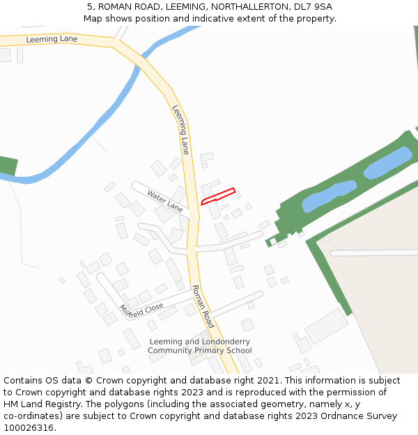 5, ROMAN ROAD, LEEMING, NORTHALLERTON, DL7 9SA: Location map and indicative extent of plot