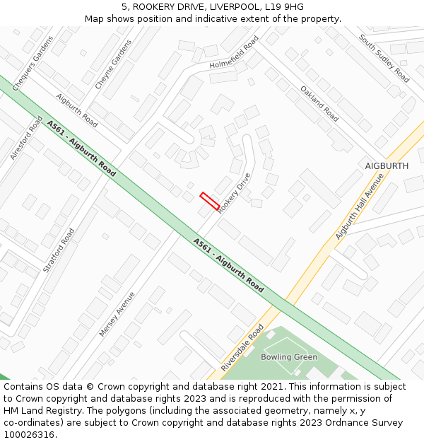 5, ROOKERY DRIVE, LIVERPOOL, L19 9HG: Location map and indicative extent of plot