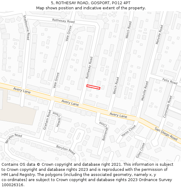 5, ROTHESAY ROAD, GOSPORT, PO12 4PT: Location map and indicative extent of plot