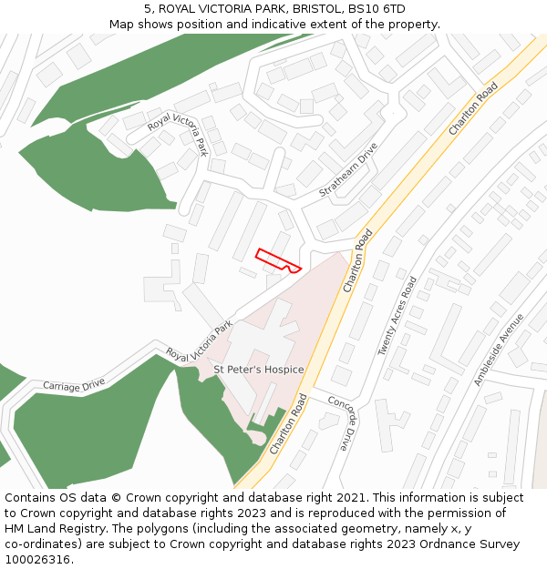 5, ROYAL VICTORIA PARK, BRISTOL, BS10 6TD: Location map and indicative extent of plot