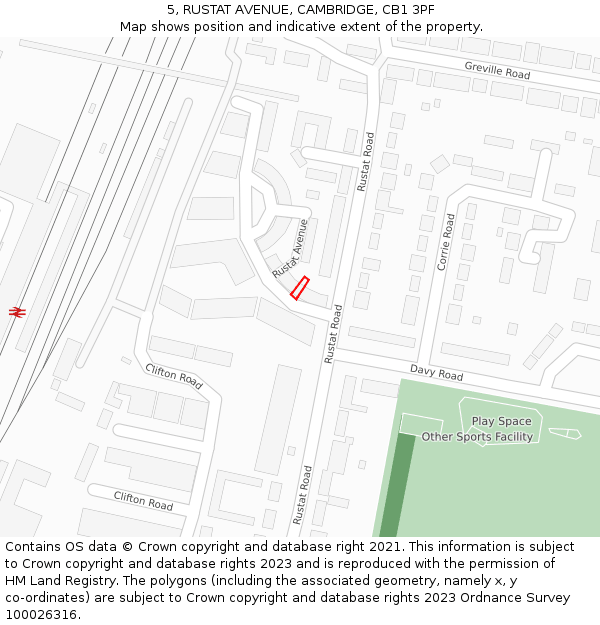 5, RUSTAT AVENUE, CAMBRIDGE, CB1 3PF: Location map and indicative extent of plot