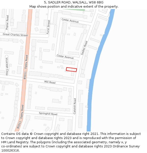 5, SADLER ROAD, WALSALL, WS8 6BG: Location map and indicative extent of plot