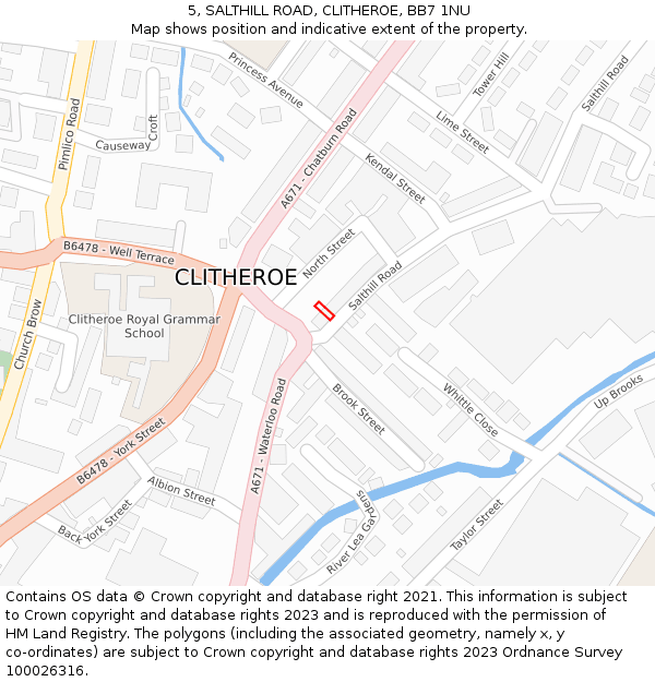 5, SALTHILL ROAD, CLITHEROE, BB7 1NU: Location map and indicative extent of plot