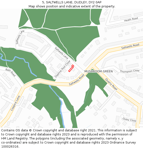 5, SALTWELLS LANE, DUDLEY, DY2 0AP: Location map and indicative extent of plot