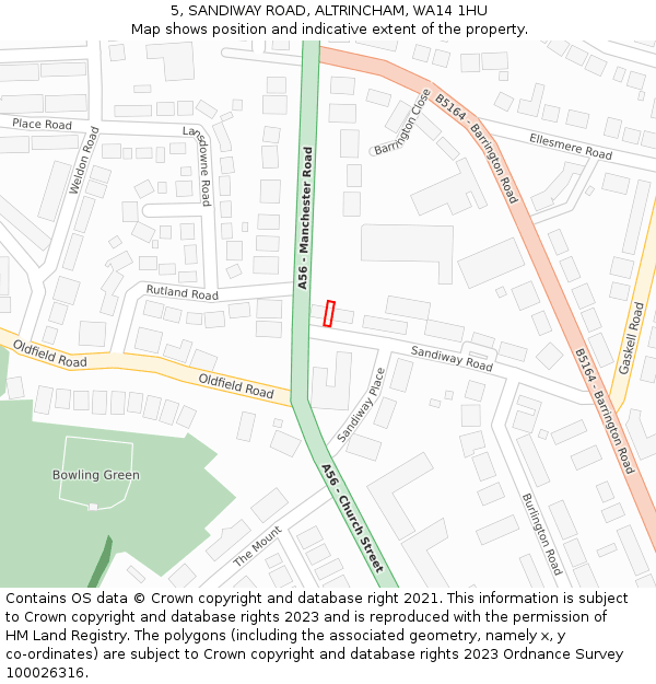 5, SANDIWAY ROAD, ALTRINCHAM, WA14 1HU: Location map and indicative extent of plot
