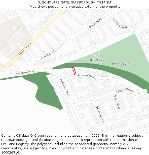 5, SCHOLARS GATE, GUISBOROUGH, TS14 8LT: Location map and indicative extent of plot
