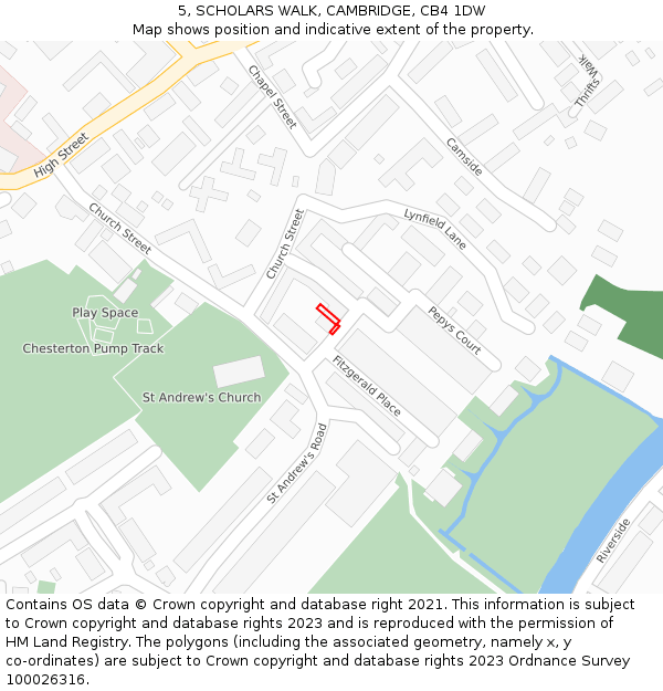 5, SCHOLARS WALK, CAMBRIDGE, CB4 1DW: Location map and indicative extent of plot