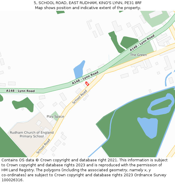 5, SCHOOL ROAD, EAST RUDHAM, KING'S LYNN, PE31 8RF: Location map and indicative extent of plot