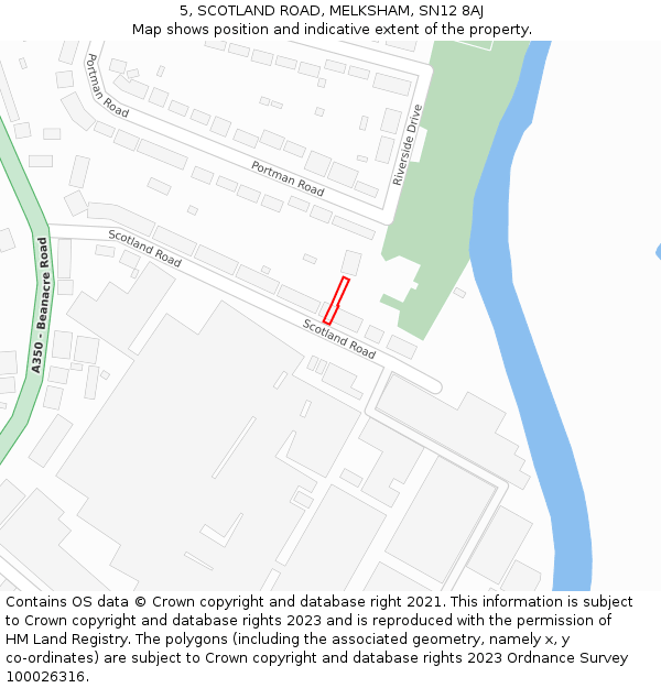 5, SCOTLAND ROAD, MELKSHAM, SN12 8AJ: Location map and indicative extent of plot
