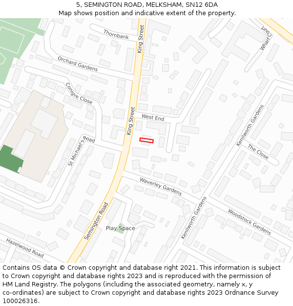 5, SEMINGTON ROAD, MELKSHAM, SN12 6DA: Location map and indicative extent of plot