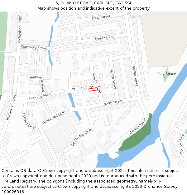 5, SHANKLY ROAD, CARLISLE, CA2 5SL: Location map and indicative extent of plot