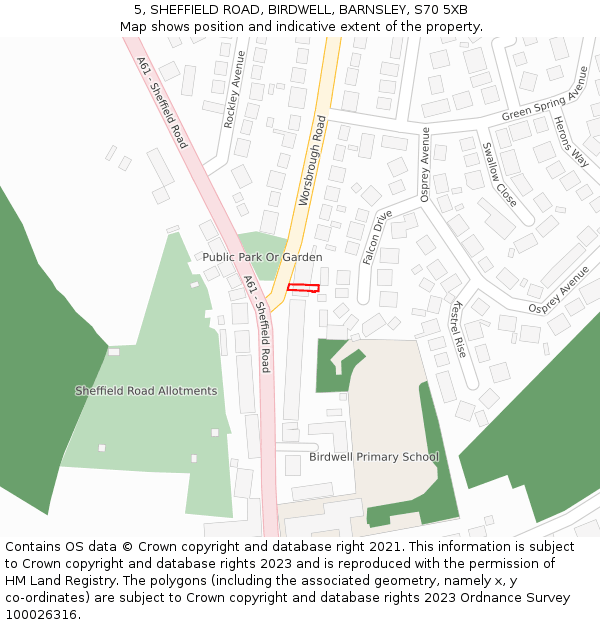 5, SHEFFIELD ROAD, BIRDWELL, BARNSLEY, S70 5XB: Location map and indicative extent of plot