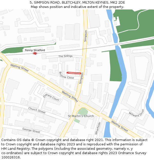 5, SIMPSON ROAD, BLETCHLEY, MILTON KEYNES, MK2 2DE: Location map and indicative extent of plot