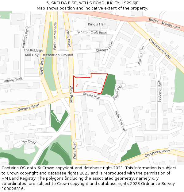5, SKELDA RISE, WELLS ROAD, ILKLEY, LS29 9JE: Location map and indicative extent of plot