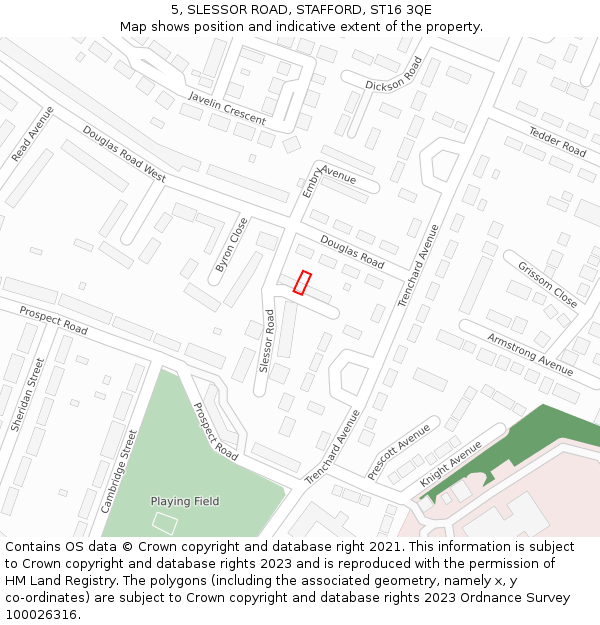 5, SLESSOR ROAD, STAFFORD, ST16 3QE: Location map and indicative extent of plot