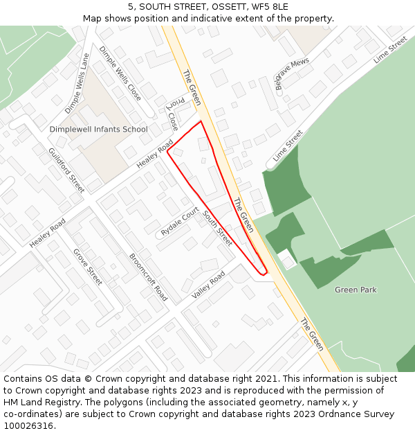 5, SOUTH STREET, OSSETT, WF5 8LE: Location map and indicative extent of plot