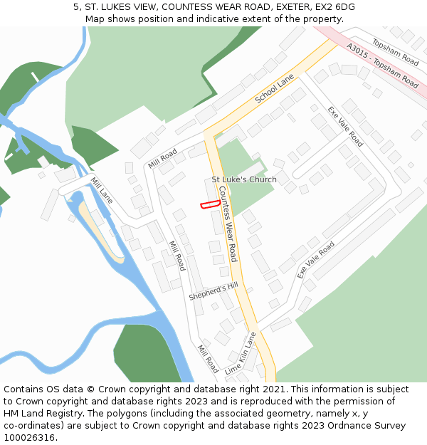 5, ST. LUKES VIEW, COUNTESS WEAR ROAD, EXETER, EX2 6DG: Location map and indicative extent of plot