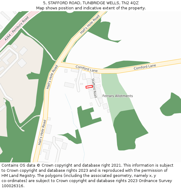 5, STAFFORD ROAD, TUNBRIDGE WELLS, TN2 4QZ: Location map and indicative extent of plot