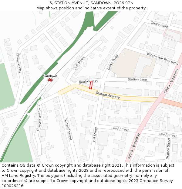 5, STATION AVENUE, SANDOWN, PO36 9BN: Location map and indicative extent of plot