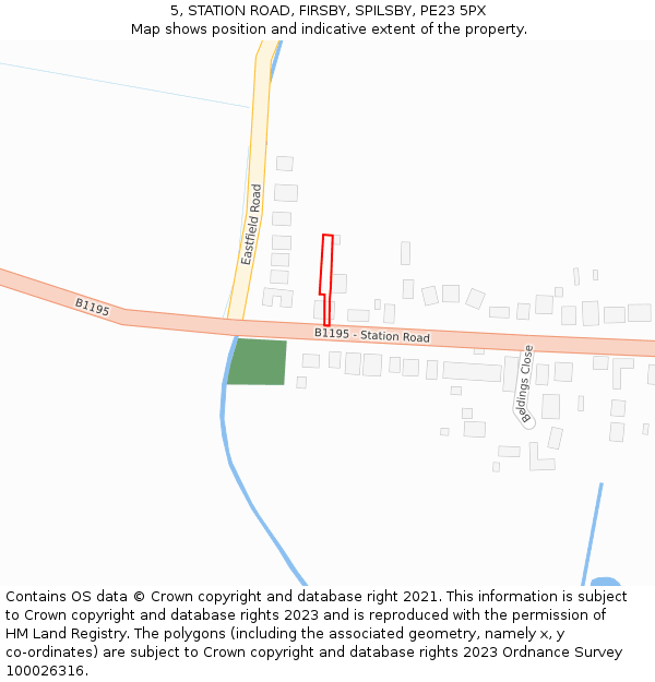 5, STATION ROAD, FIRSBY, SPILSBY, PE23 5PX: Location map and indicative extent of plot