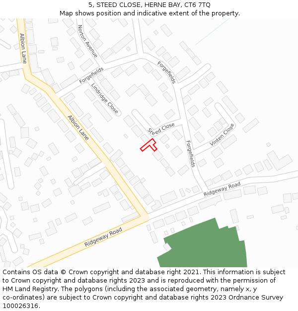 5, STEED CLOSE, HERNE BAY, CT6 7TQ: Location map and indicative extent of plot