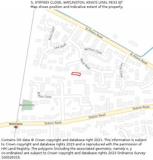 5, STIFFKEY CLOSE, WATLINGTON, KING'S LYNN, PE33 0JT: Location map and indicative extent of plot