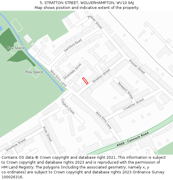 5, STRATTON STREET, WOLVERHAMPTON, WV10 9AJ: Location map and indicative extent of plot
