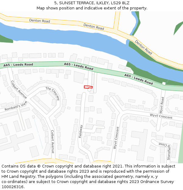 5, SUNSET TERRACE, ILKLEY, LS29 8LZ: Location map and indicative extent of plot
