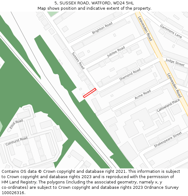 5, SUSSEX ROAD, WATFORD, WD24 5HL: Location map and indicative extent of plot
