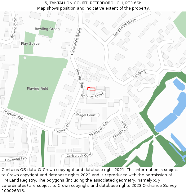 5, TANTALLON COURT, PETERBOROUGH, PE3 6SN: Location map and indicative extent of plot