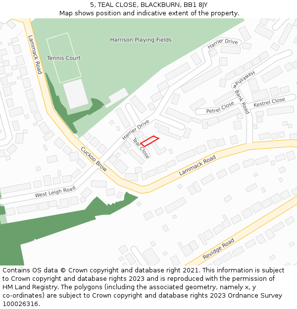 5, TEAL CLOSE, BLACKBURN, BB1 8JY: Location map and indicative extent of plot