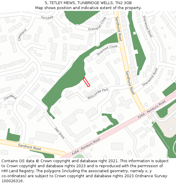 5, TETLEY MEWS, TUNBRIDGE WELLS, TN2 3GB: Location map and indicative extent of plot