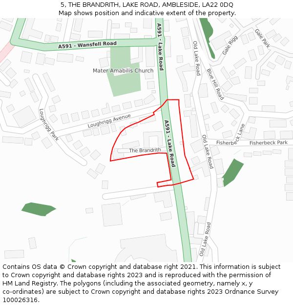 5, THE BRANDRITH, LAKE ROAD, AMBLESIDE, LA22 0DQ: Location map and indicative extent of plot
