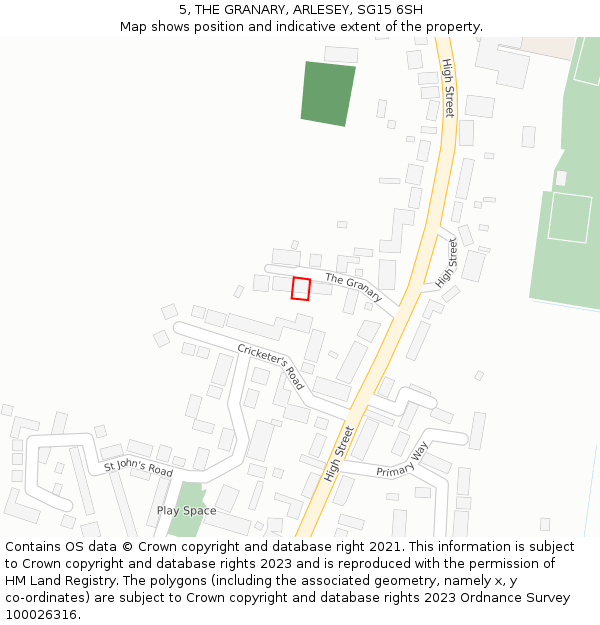 5, THE GRANARY, ARLESEY, SG15 6SH: Location map and indicative extent of plot