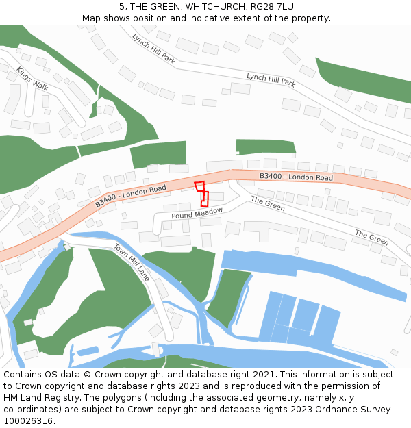 5, THE GREEN, WHITCHURCH, RG28 7LU: Location map and indicative extent of plot